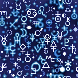 Milky Way Prints: Astrological hieroglyphic signs