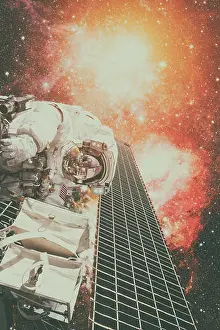 Outer Prints: Astronaut on space mission. Elements of this image furnished by NASA
