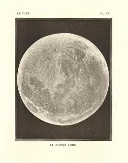 ASTRONOMY. The full Moon 1877 old antique vintage print picture