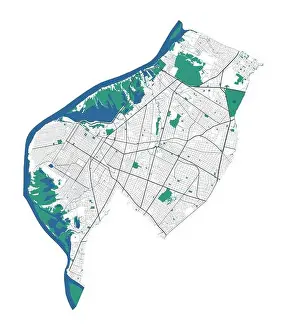 Navigational Prints: Asuncion vector map. Detailed map of Asuncion city administrative area