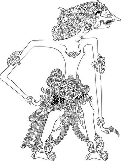 Jawa Prints: Aswatama, a character of traditional puppet show, wayang kulit from java indonesia