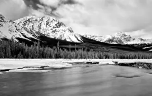 Black And White Image Prints: This is the Athabasca River, Jasper National Park