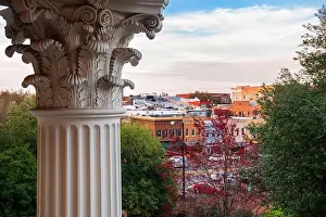 Ancient Monument Prints: Athens, Georgia, USA downtown city skyline with foliage