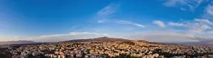 Penteli Prints: Athens, Greece aerial drone panoramic view from Penteli mount at sunset