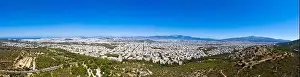 Hill Building Prints: Athens Greece panorama. Athens city from Hymettus mount