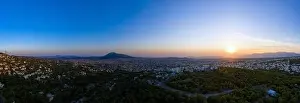Hill View Prints: Athens Greece panorama at sunset