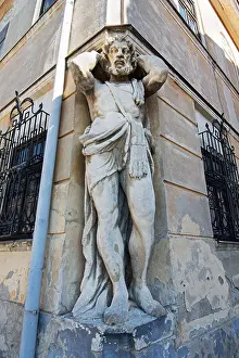Forceful Prints: Atlant statue, Nitra, Slovak republic. Atlas supports the building