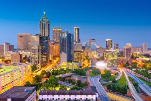 Atlanta, Georgia, USA downtown cityscape from above at twilight