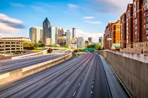 Atlanta, Georgia, USA downtown skyline over the highways at dusk