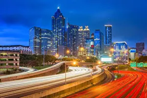 Atlanta, Georgia, USA downtown skyline over the highways at dusk