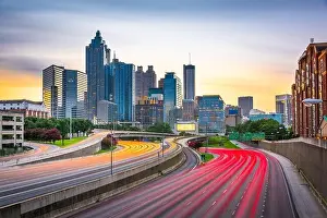 Atlanta, Georgia, USA downtown skyline over the highways at dusk