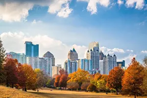 Atlanta, Georgia, USA midtown skyline from Piedmont Park in autumn