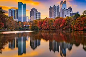 Location View Prints: Atlanta, Georgia, USA Piedmont Park skyline in autumn