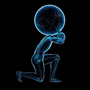 Kneeling Prints: Atlas lifting globe, artwork