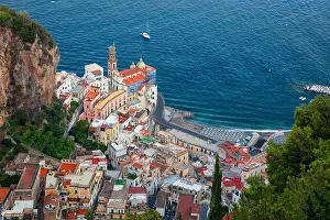 Atrani. Aerial view of Atrani famous coastal village located on Amalfi Coast, Italy
