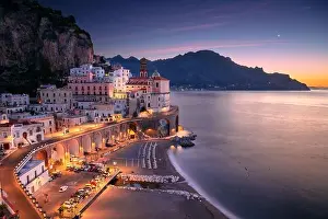 Atrani, Amalfi Coast, Italy. Aerial cityscape image of famous city Atrani located on Amalfi Coast, Italy at sunrise