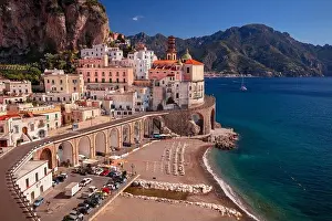 Atrani, Amalfi Coast, Italy. Cityscape image of iconic city Atrani located on Amalfi Coast, Italy at sunny summer day