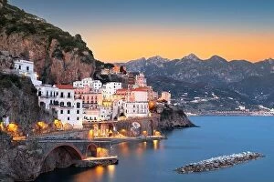 Images Dated 24th February 2022: Atrani, Italy along the Amalfi Coast at dusk