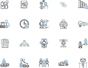 Profitability Prints: Attaining wealth line icons collection