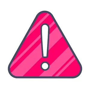 Error Prints: Attention caution danger. Exclamation mark in the red triangle sign symbol or sticker