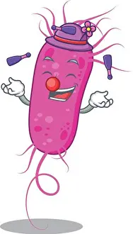 Fever Prints: An attractive pseudomoa bacteria cartoon design style playing juggling