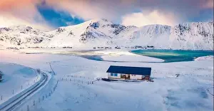 Splendid Prints: Attractive view from flying drone of Sandbotnen beach and village