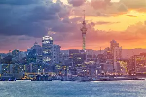 Auckland. Cityscape image of Auckland skyline, New Zealand during sunset