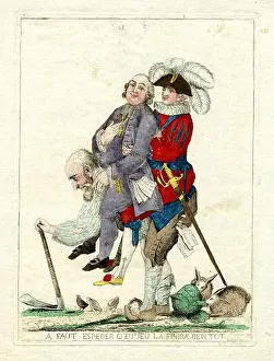 Aristocrat Prints: This August 1789 hand-coloured etching satirises the three estates of France