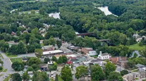 Adirondack Prints: August 20 2024, Sunny afternoon summer aerial image of the area surrounding Fort Edward