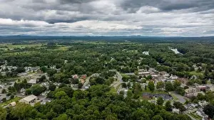 Adirondack Prints: August 20 2024, Sunny afternoon summer aerial image of the area surrounding Fort Edward