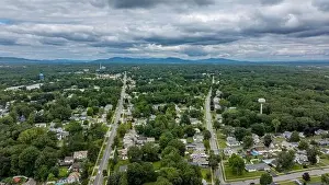 Adirondack Prints: August 20 2024, Sunny afternoon summer aerial image of the area surrounding Fort Edward
