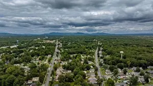 Adirondack Prints: August 20 2024, Sunny afternoon summer aerial image of the area surrounding Fort Edward