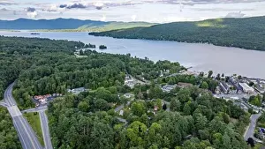 Warren County Prints: August 20 2024, Sunny afternoon summer aerial image of the area surrounding Lake George