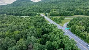 Warren County Prints: August 20 2024, Sunny afternoon summer aerial image of the interstate