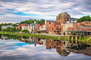Statehouse Prints: Augusta, Maine, USA downtown skyline on the Kennebec River
