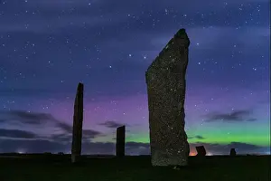 Northern Lights Prints: Aurora Borealis (Northern Lights) in the night sky above the Neolithic Stones of Stenness on Mainland