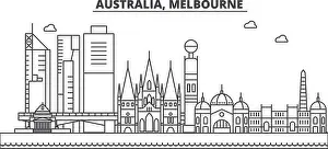 Water Sky Prints: Australia, Melbourne architecture line skyline illustration