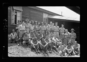 Rest Area Prints: Australian Army Y.M.C.A. in Julis Camp. Group of soldiers at the Y huts