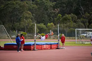 Athleticism Prints: australian sydney primary school athletics day high jump event, sydney, australia