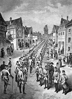 Representations Prints: Austrian army running the gauntlet