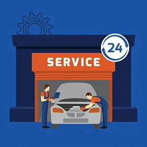 Reliable Prints: Auto mechanic service center flat banner