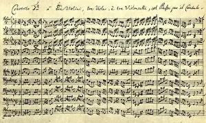 Autograph score of Js Bach's Brandenburg Concerto III. Storia Della Musica, second volume, A. Della Corte