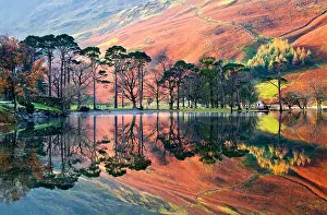 Dreamlike Prints: Autumn Reflections in Buttermere, Lake District National Park, Cumbria, England, UK