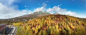 Vysoke Tatry Prints: Autumn sunrise in Horny Smokoves and view on Slavkovsky peak in High Tatras national park