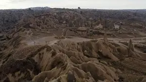 Nevsehir Prints: Awesome aerial view of rock formations called the Fairy Chimneys in Cappadocia