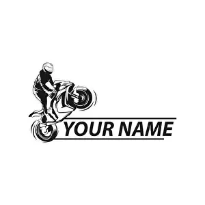 Chopper Prints: Awesome standing motor bike logo design.EPS 10