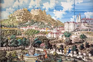 Moorish Prints: Azulejos tile image of the Castelo dos Mouros