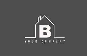 Illustrator Prints: B alphabet letter icon logo of a home
