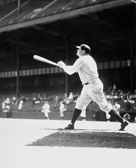 Hall Of Fame Prints: Babe Ruth at bat, 1934