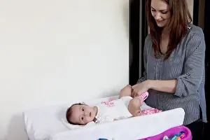 One Woman Prints: baby girl on the changing table, diaper change